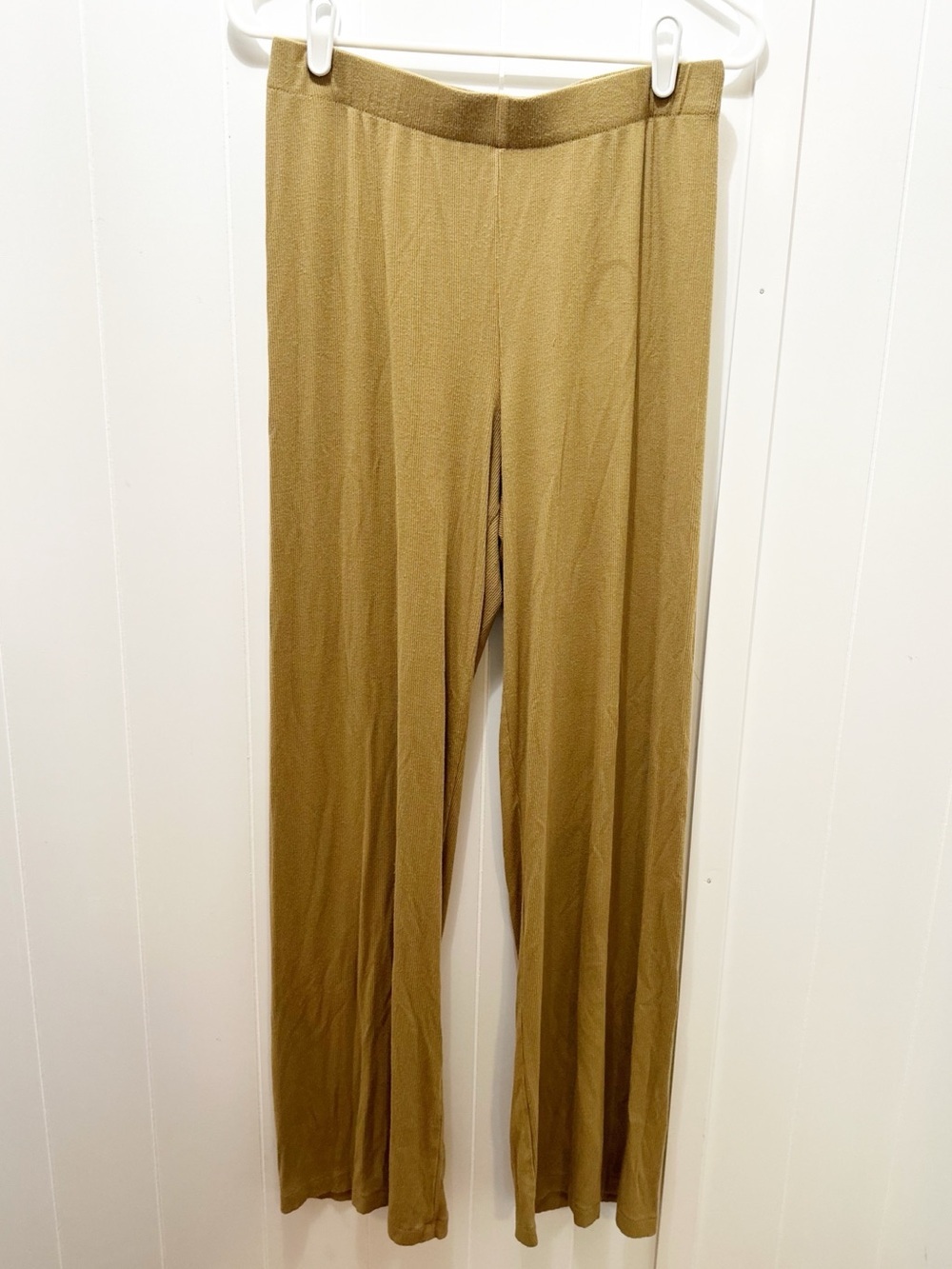 Skims wide leg ribbed lounge pants tan size large
